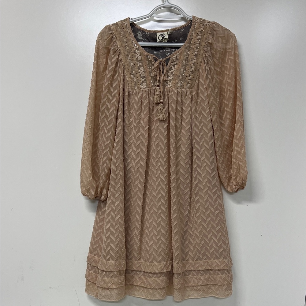 Anthro One September Dress, Small,  Blush/Nude,  3/4 Sleeve